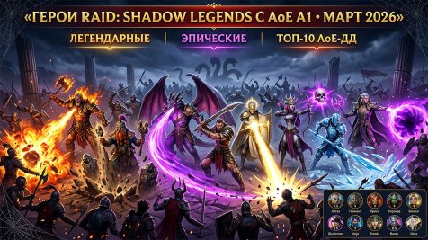 Список героев RAID: Shadow Legends с AoE A1 (атакует всех врагов) на март 2026 года